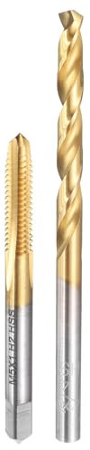 sourcing map Tap and Drill Bit Set, 1pcs M5 x 1 Metric Straight Flute Thread Screw Taps & 1pcs 4mm Twist Drill Bits, Titanium Coated HSS-6542 Tapping Threading Tool Kit