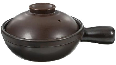 PRETYZOOM Clay Cooking Pot with Handle, Traditional 9-inch Ceramic Casserole & Baking Dish for Stove & Oven Safe, Small Pots for Cooking Korean Bibimbap, Soup, Brown