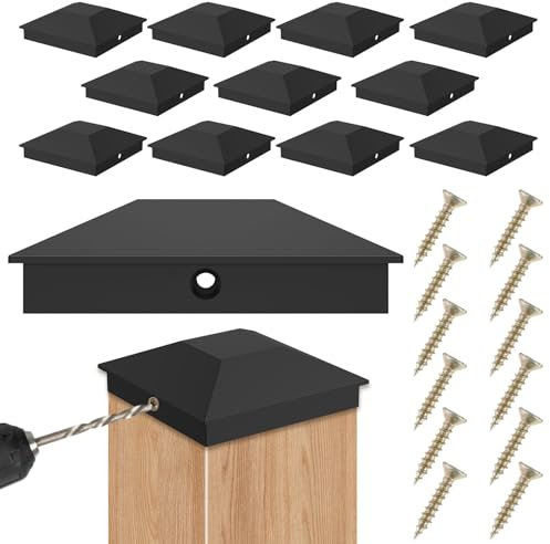 Foppla12 Stück Pfostenkappen 9x9cm Zaunkappen Kappen für Holzpfosten, Deck Pfosten Pfostenkappe Abdeckkappen für Zaunpfoste mit Schrauben (12)