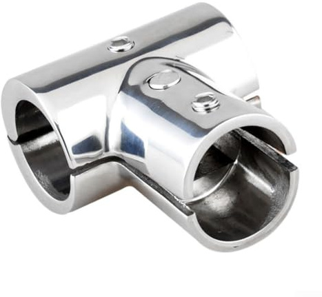 Accesorio de barandilla de barco marino, tubo de montaje de barco marino, barandilla marina de acero inoxidable 316 de 90 grados, conector de tubo dividido en T/T (25 mm (1 pulgada))
