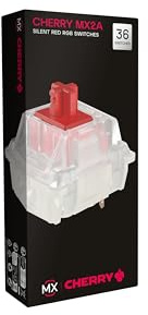 CHERRY MX2A RGB SILENT RED Switch Kit, 36 Mekaniska Brytare, för DIY, Hot Swap eller Gaming-Tangentbord, Linjär Brytare utan Klick, Smidig & Tyst