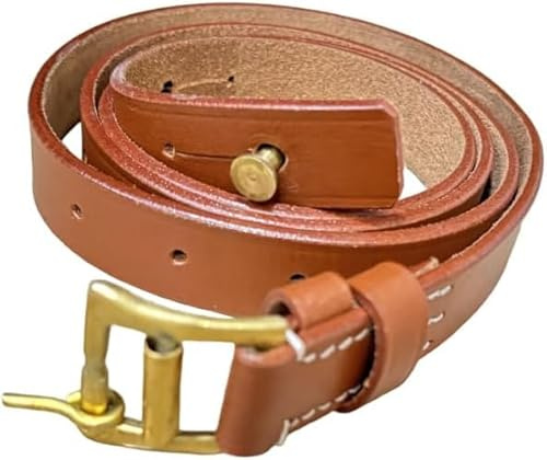 Warreplica Vintage Militär Läderrem för Gevär: Första världskriget Italiensk Carcano Gevärsrem i Läder, 2,5 cm Bred Rem med Justerbar Längd och Spänne - Reproduktion