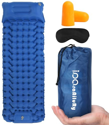 iParaAiluRy Matelas Gonflable 1 Place Matelas Camping Matelas Plage Bleu