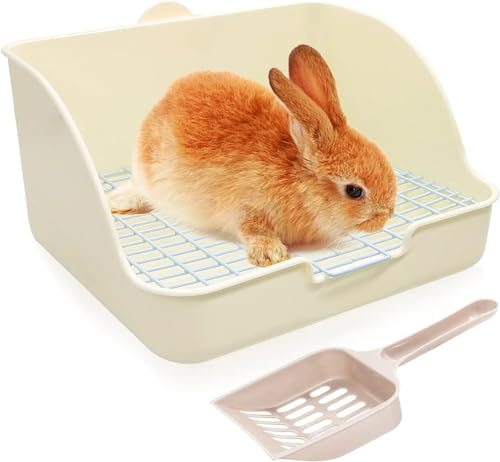 HYLYUN Kanin kattlåda toalett – pottränare hörnsand sängkläder låda husdjurspanna för vuxna marsvin, kaniner, hamster, chinchilla, iller, galesaur, liten djur bur toalett vit