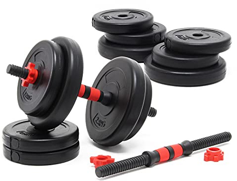 LUXTRI Kurzhantel Set 20 kg mit 12 Zement Hantelscheiben, 2 Hantelstangen gerändelt Sternverschluss Hantel Set verschiedene Gewichte robustes Dumbbell Set mit verstellbaren Hanteln