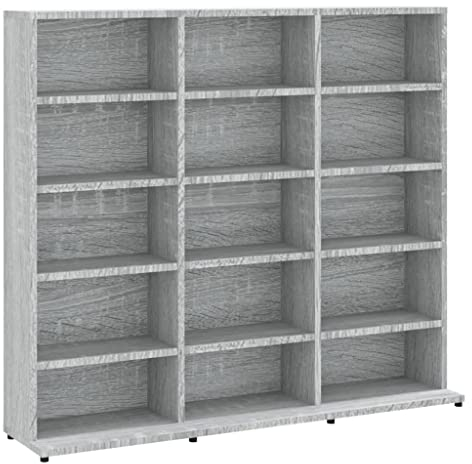 vidaXL CD-hylla grå Sonoma 102 x 23 x 89,5 cm trämaterial