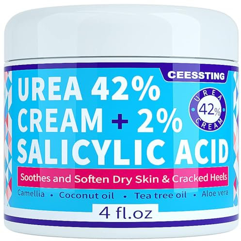 Urea Cream 42 Percent for Feet - 42% Urea Foot Cream with 2% Salicylic Acid & Hyaluronic Acid - For Feet, Hands, Heels, Elbows, Nails & Knees - 4 oz