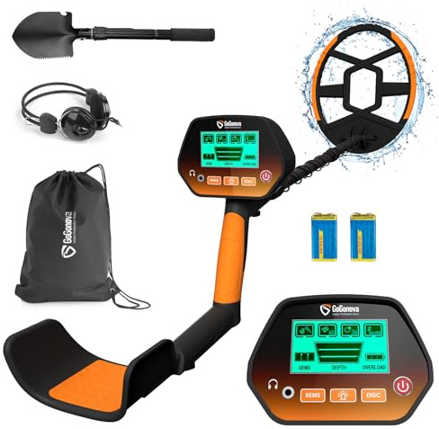Metal Detector for Adults & Kids, GoGonova Kids Metal Detector, Waterproof Metal Detectors with High Accuracy Lightweight 8 Search Coil, All Metal & Disc Modes for Junior & Youth Gold Detector