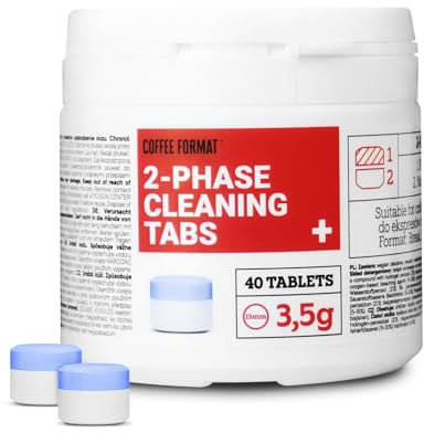 Coffee Format 2-Phase Cleaning Tabs Plus 40x3,5g, 2-Phasen Reinigungstabletten für Kaffeevollautomaten Entfernung von Kaffeerückständen Reiniger Tabs Kaffeemaschinen kompatibel mit Jura