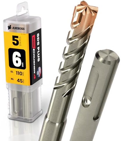 SDS-Plus hammarborr 4 x skärning PGM Ø 6,0 mm x 45 mm – AMBOSS verktyg SDS Crusher 4 – HM betongborr hårdmetall professionell borr 6,0 mm x 45 – stenborr stålbetong murverk tegel kalksandsten