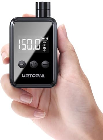 Mini bomba de bicicleta, 150 PSI, bomba portátil para bicicleta con calibre, inflado rápido, apagado automático, bomba de aire recargable para bicicleta, inflador de neumáticos con válvula Presta y