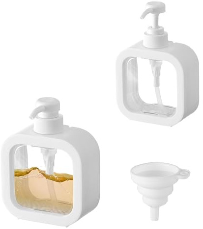 yolzhxe 2 st tvåldispenser, 500 ml transparent tvåldispenser för badrum | Påfyllningsbara pumpflaskor i plast med tratt, kök och dusch, schampo dusch