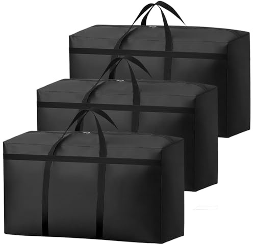 KOMABLEN Lot de 3 100L Rangement Vêtement, 600D Oxford Imperméable Sac Rangement Vêtement, Sac Demenagement Grand Format Rangement Sous Lit Habits Pour Oreillers, Édredons, Couvertures