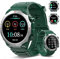 Montre Connectée Homme, 1.39 HD Militaire Smartwatch avec Appel Bluetooth, Smart Watch Homme avec 110+ Modes Sportifs/Cardiofrequencemetre/Sommeil, Etanche IP68 Montre Intelligente, Vert foncé