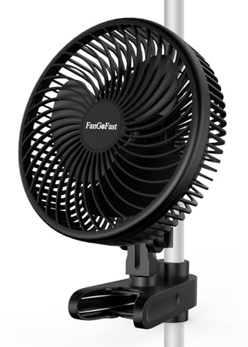FanGoFast Grow Fläkt med klämma, EC-motor manuell vinkeljustering, 10 hastigheter, växtfläkt, vinkeljustering, klämbar för growtält