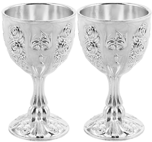 Zerodeko Lot de 2 coupes calice : coupe calice vintage – coupe à vin en métal ornée pour les rituels de dégustation et les rassemblements festifs – verres de cérémonie fantaisie