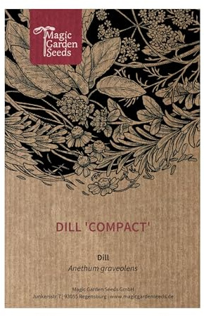 Magic Garden Seeds – dill Compact frön (Anethum graveolens) – kompakt växande dill för balkong och trädgård – aromatisk köksört med fint löv – ettårig
