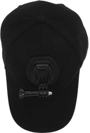 Zerodeko Casquette de Baseball Casquette Ajustable Respirante Noire avec Support de Caméra d'action Compatible, Clip Portable pour Casque Photo Sportif Course à Pied, Vélo et Randonnée