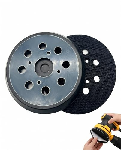 UEAVOID Platorello per Levigatrice 125 mm, 1 Pezzo, Base Morbida Protettiva con 8 Fori, Fissaggio Gancio e Loop, per Smerigliatrice e Levigatura Orbitale