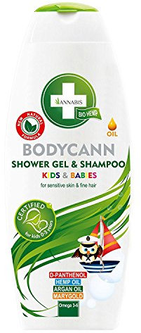 Annabis Bodycann Natural Shampooing et gel douche 2 en 1 pour enfants et bébés - Soin quotidien des peaux sensibles et des cheveux fins - 250 ml