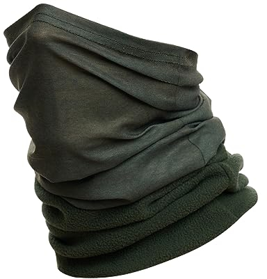 Hilltop® Polar Multifunktionstuch mit Fleece, warmes Schlauchtuch, Schal, Halstuch für kalte Herbst und Wintertage, für Damen und Herren, Trendige Farben, Farbe:dunkel oliv uni