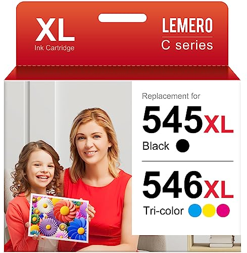 Lemero 545XL 546XL Patronen Kompatibel für Canon Druckerpatronen 545 546 XL Multipack PG-545 CL-546 für Canon Pixma MX495 TS3350 TS3150 TS3151 MG2555s MG2550s MG3050 MG3051 (Schwarz/Farbe,2-Pack)