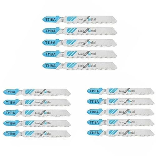 Hongu Set 15 Pezzi Lame per seghetto Alternativo T118A, Lame HSS, per Alluminio 77mm Metallo