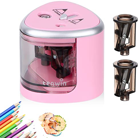 REAQUE Elektrischer Anspitzer, Elektrischer Spitzer für Kinder Doppelloch für 6-8mm und 9-12mm, Elektrische Bleistiftspitzer für Schulen, Haushalte, Büros und Klassenzimmer, Kinderfreundlicher