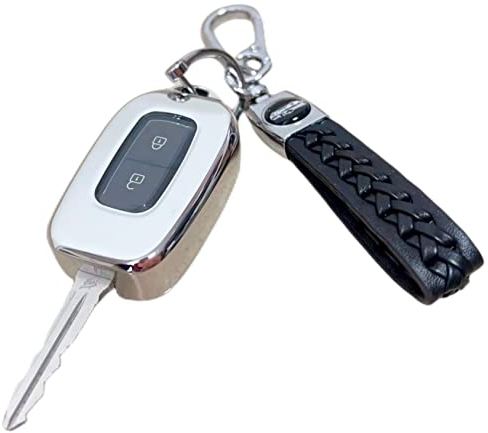 Z.MYUKI Duster 2 Key Case with Key Ring for Dacia Duster 2017-2022 2023 Accessories Original (Silver)