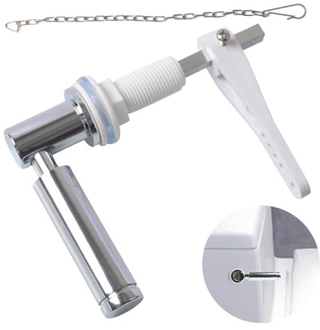 Toilet Flush Handle, Zinc Alloy Metal Toilet Flush Handle Replacement Universal Fit Chrome Plated Replacement Cistern Lever for Toilet Cistern Tank Lever