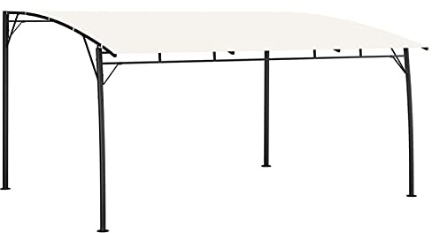 Mengtu Pavillon Gartenpavillon Überdachung Terrassenpavillon Anbaupavillon Sonnenschutz Witterungsbeständig Gartenzelt Partyzelt Pergola 4x3x2,55 m Cremeweiß Garten Möbel