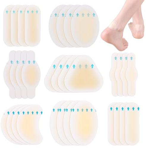 32 Stück Blasenpflaster, Blister Pads Gel Pflaster für Blase Fuß Schutz, Unsichtbare Ferse Hydrokolloid Pflaster, Linderung von Reibungsschmerzen Finger, Zehen, Vorfuß, Ferse