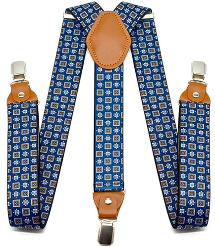 Guador Hosenträger Herren, Hosenträger Y Style Hosenträger Für Herren Breit 3,5 Cm Extra Stark Einstellbar Breit Einheitsgröße Hosenträger (Blau (Gelbes Leder))