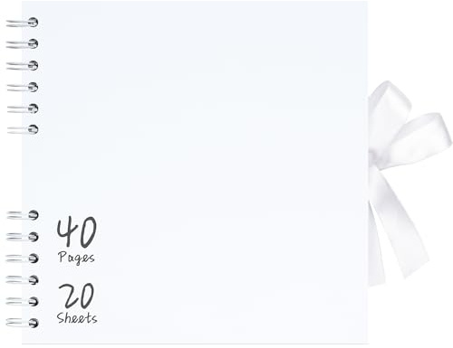 Vienrose 20,5x20,5 cm Scrapbook Fotoalbum zum Selbstgestalten, DIY Fotoalbum mit 40 Seiten Weiß Kraftpapier, Fotobuch zum Einkleben, Album für Paare, Babys, Hochzeiten und Familie, Weiß