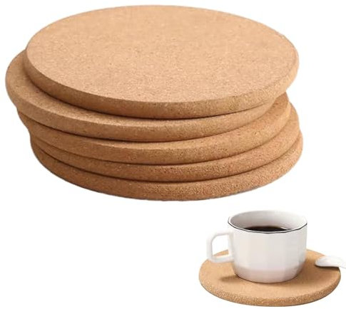 Juego de 6 salvamanteles de corcho, 19 x 1 cm de grosor, manteles individuales de corcho duraderos, salvamanteles redondos de corcho, posavasos de corcho antideslizantes, tapetes de corcho para café,