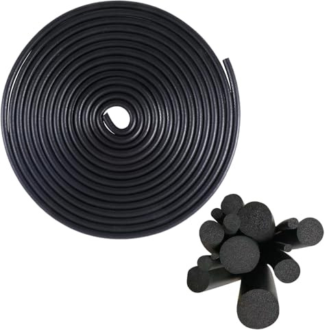 5 m de largo para juntas de 4 mm, cordón de sellado de espuma, perfil redondo negro para puertas, ventanas, paredes y techos