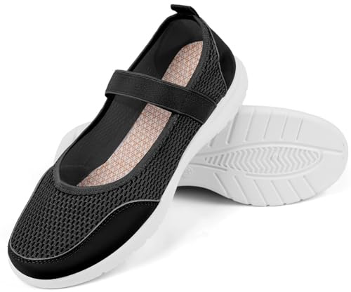 OFFCUP Scarpe Mary Jane da Donna Scarpe in Tessuto a Rete Mocassini Piattaforma con Fibbia Ganci Nastro Eleganti Comode Ballerine Basse Casual Loafer Ideali per L'Ufficio, la Vita di Tutti i Giorni