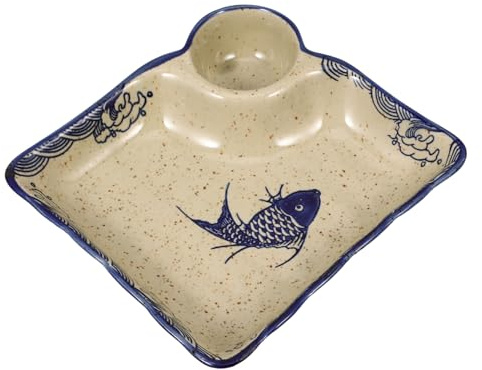 LIFKOME Piatto Sushi in Ceramica Con Scomparto Per Salsa Piatti Antipasti e Portamerenda Multifunzionale Per Casa Buffet e Feste Design Elegante e Facile Da Pulire