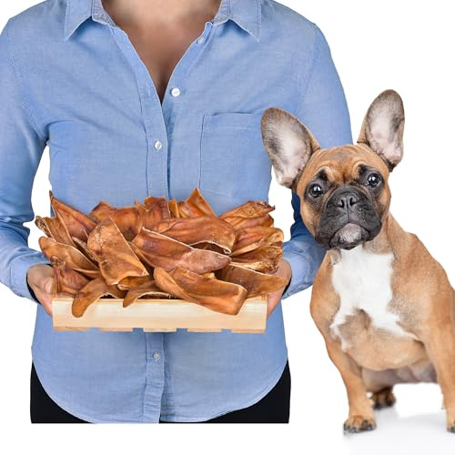 Orecchie di maiale affettate per cani, 500 g (circa 20 – 25 pezzi), articolo da masticare con orecchie di maiale essiccate intere, 100% naturale, a lunga durata, senza cereali, ideale per cani piccoli