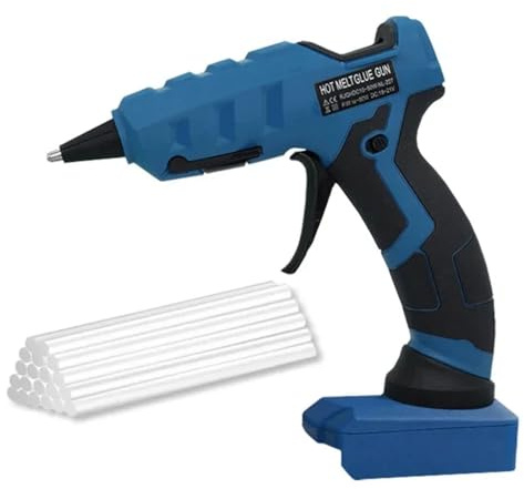 SDAZGVRK 50W Cordless Hot Glue Gun for Power Tool Batteries, Fast Heat Up with LED Indicator, Compatible with Bosch 18V Battery, Includes 20pcs 7mm Glue Sticks for Arts & Crafts & DIY (No Battery)​