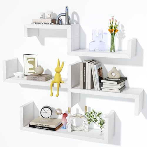 cbesvfo White Floating Shelves for Wall Shelf for Bedroom, Waterproof Solid Wood Floating Shelves Bathroom，Small Relief Textures, Suitable for Bedroom, Living Rooms, Kitchens, Office, and Bathroom