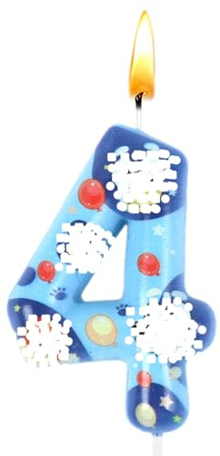 Candela Compleanno, Candela Numero 4, Decorazioni per Torte,Decorazione Compleanno, Blu, adatta per Decorazioni di Anniversari e Feste a Tema