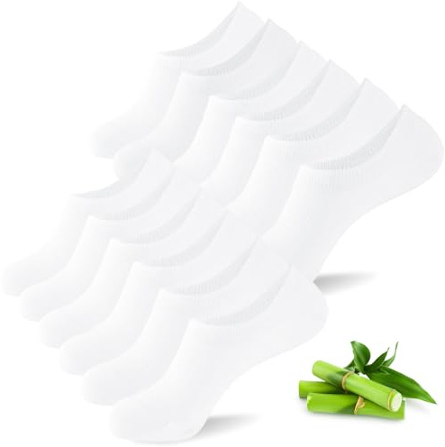 inaWarm Lot de 6 paires de chaussettes de sport en bambou pour femme 39-42 35-38 - Respirantes - Invisibles - Avec silicone antidérapant