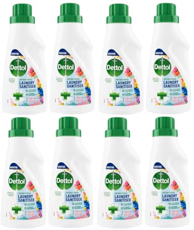 Dettol Laundry Sanitiser, Spring Blossom, 8 X 750ML Multipack (6L Total), Antibacterial Disinfectant, Kills 99.99% Of Germs, Cleanser For Hygienic Freshness