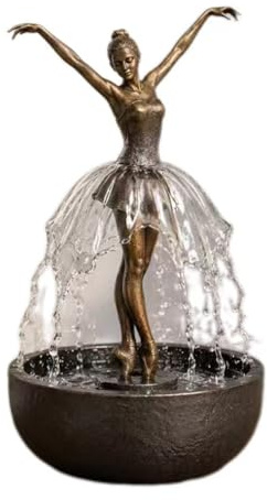 Eleganter Tischbrunnen Ballerina Ein kleines Wasserspiel als Dekoration | Antikes Bronze-Finish; geeignet für die Dekoration von Zuhause und Büro; ideal für Yoga-Begeisterte.