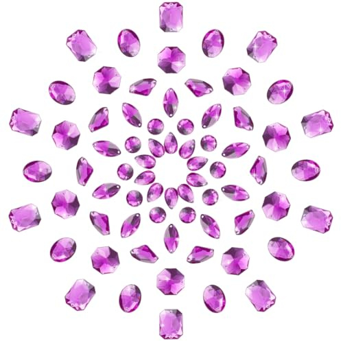 PH PandaHall 70pz Strass da Cucire su Tessuti Viola Pietre da Cucire Sfaccettato, 7 Stili Cristalli di Vetro Strass per Vestiti Abbigliamento Abito da Sposa Artigianato Decorazione