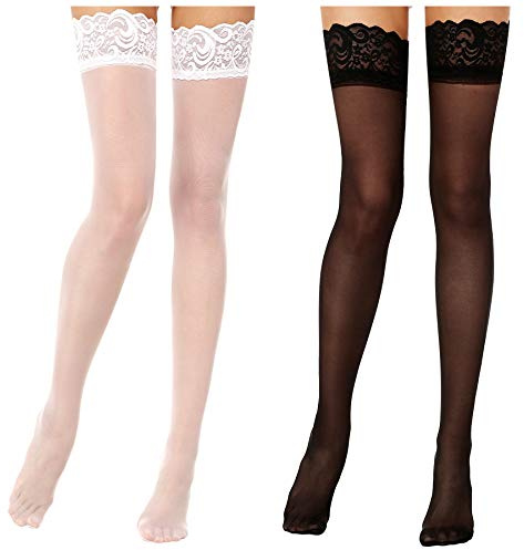 Lidogirl Thigh High Stocking Lace Top Stay Up Sheer Stockings Silk Hosiery Nylons