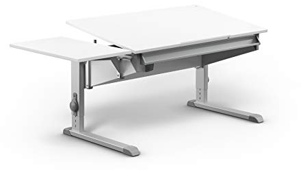 Moll Sprinter Kinderschreibtisch höhenverstellbar | mitwachsend, ergonomisch & neigbar für aufrechtes Sitzen | ideal für Schulkinder | Schreibtisch weiß optional mit Schublade | Made in Germany