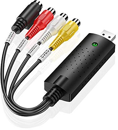 Zitainn Convertisseur VHS vers numérique Convertisseur vidéo USB 2.0 Carte de capture audio Boîte VHS Magnétoscope VHS Convertisseur TV vers numérique