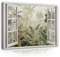 Bilder Fensterblick Wald Dschungel - Modern Canvas Leinwandbild XXL Illusion Fenster Schlafzimmer Wohnzimmer Wandbild Kunstdruck Wandbilder Wand Bild auf Leinwand Aufhängefertig (14051, 80x60 cm)